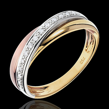 comprar Sortija Trilocura - 13 diamantes - 3 oros