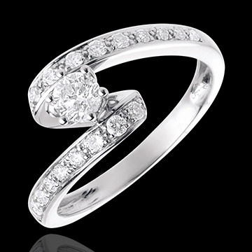 compra on line Solitario real oro blanco  - 0.57 quilates - 19 diamantes