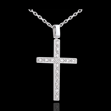 regalos mujer Colgante cruz oro blanco empedrado