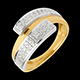boda Anillo doble hemisferio oro amarillo-oroblanco empedrado