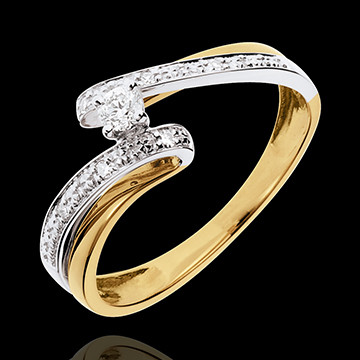 regalo mujer Anillo sistema solar oro amarillo-blanco - 7 diamantes