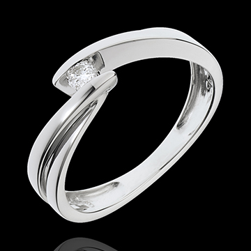 joya en oro Anillo Solitario oro blanco ondina