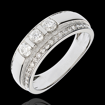 ventas on line Anillo Triolog�a sagrado oro blanco empedrado - 0.77 quilates - 57 diamantes