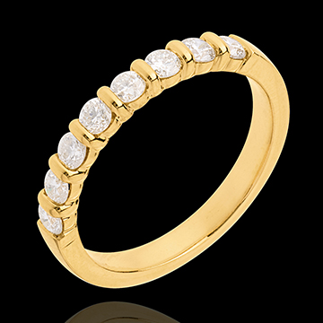 comprar on line Alianza oro amarillo semi empedrado - engaste pasador - 0.5 quilates - 8 diamantes