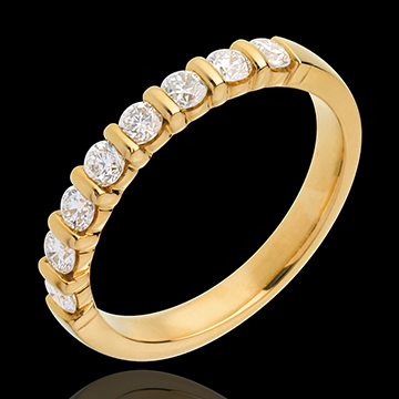 joya Alianza oro amarillo semi empedrado - engaste pasador - 0.5 quilates - 8 diamantes