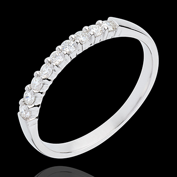 plater�a Alianza oro blanco semi empedrado - engaste garras - 0.25 quilates - 9 diamantes