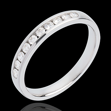 boda   Alianza oro blanco semi empedrado - engaste ra�l  - 0.25 quilates - 10 diamantes