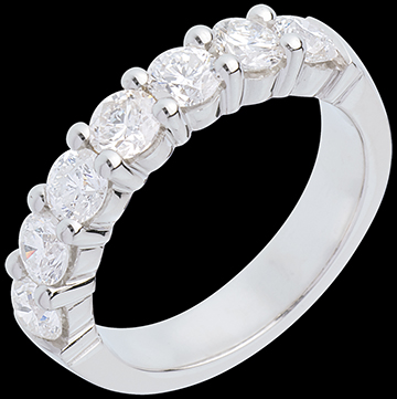 regalos  mujer Alianza oro blanco semi empedrado - engaste garras - 1.5 quilates - 7 diamantes