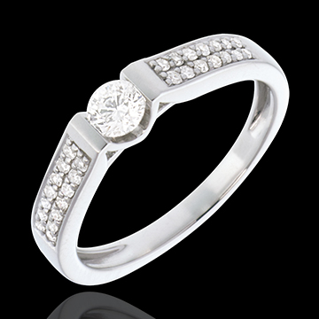 regalo mujer Solitario arco empedrado oro blanco - 0.38 quilates - 29 diamantes