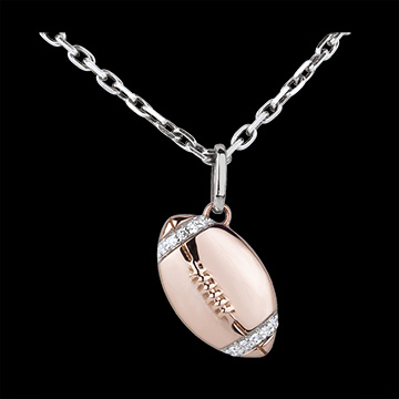 mujer Colgante bal�n de rugby oro rosa y diamantes