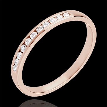 bodas Alianza oro rosa semi empedrado - engaste ra�l - 11 diamantes