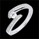 mujer Anillo Solitario acompa�ado promesa oro blanco diamante