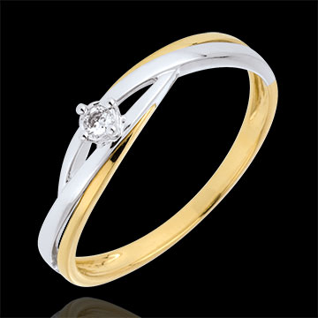 joya en oro Anillo Dova Solitario diamante dos oros