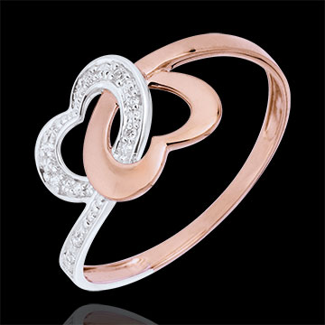 regalo mujer Anillo corazones unidos oro rosa oro blanco