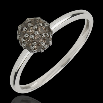 joya en oro Anillo bola oro blanco y cuarzo fum�