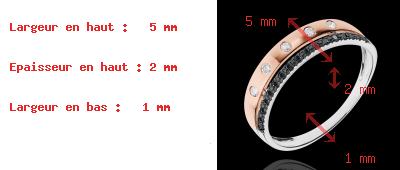 regalo mujer Sortija corona oro rosa - diamantes negros y blancos